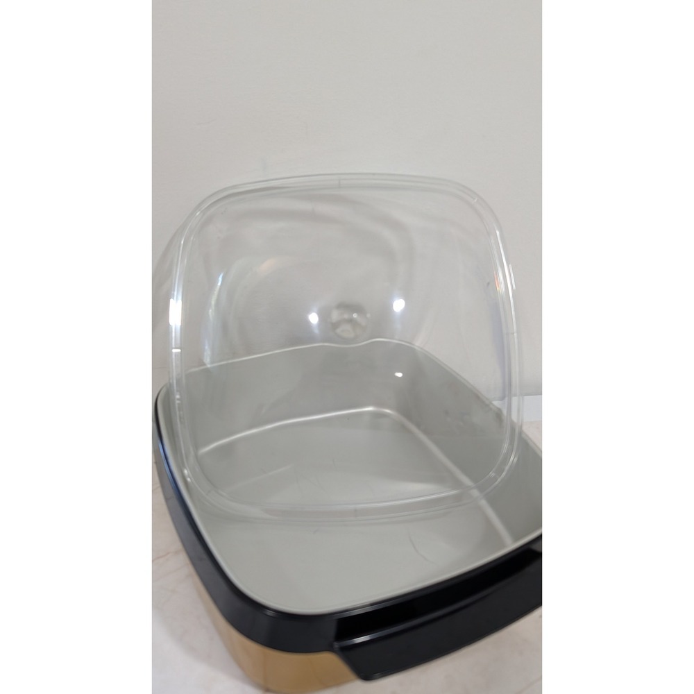 Vintage Gold + Black Square Serving Dish with Clear Dome Lid 9 Inch thermoserve - Picture 6 of 9